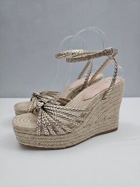 Loeffler Randall Pamela Mignon Espadrille Wedge 9 Champagne Knotted Sandal